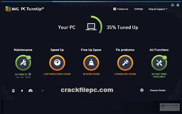 AVG PC TuneUp Crack 2024 crackfilepc.com